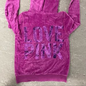 VICTORIA SECRET PINK SEQUINS LOGO FULL ZIP JACKET